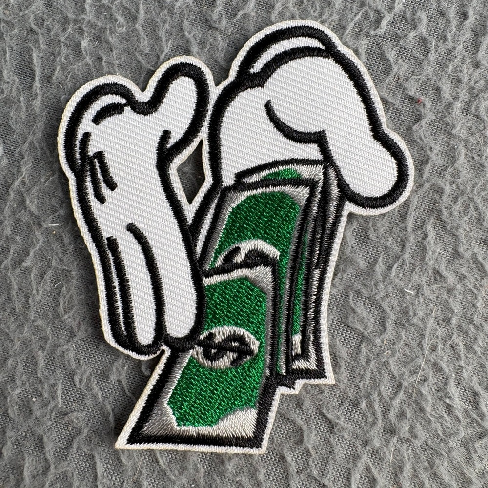 Cartoon Hands Holding Money Embroidered Iron On Patch Green White 3 Inch